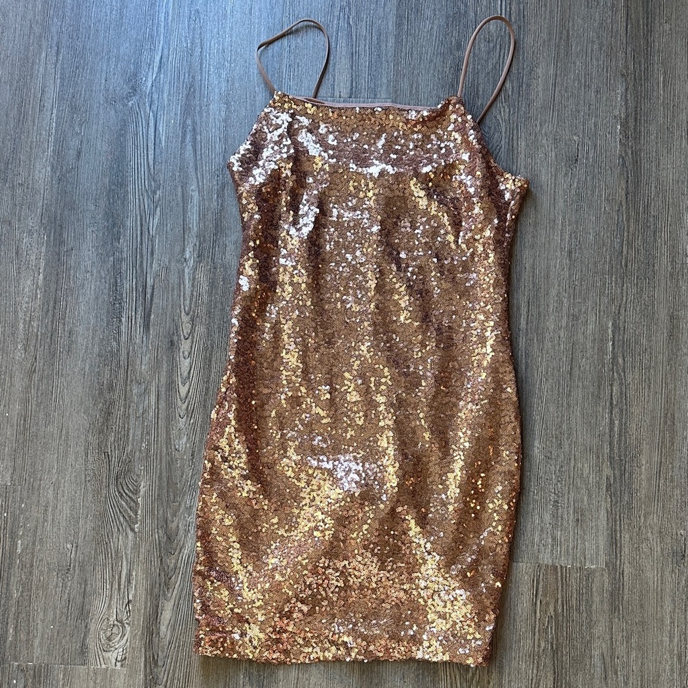 Mind Code Bronze Sequin Mini Dress